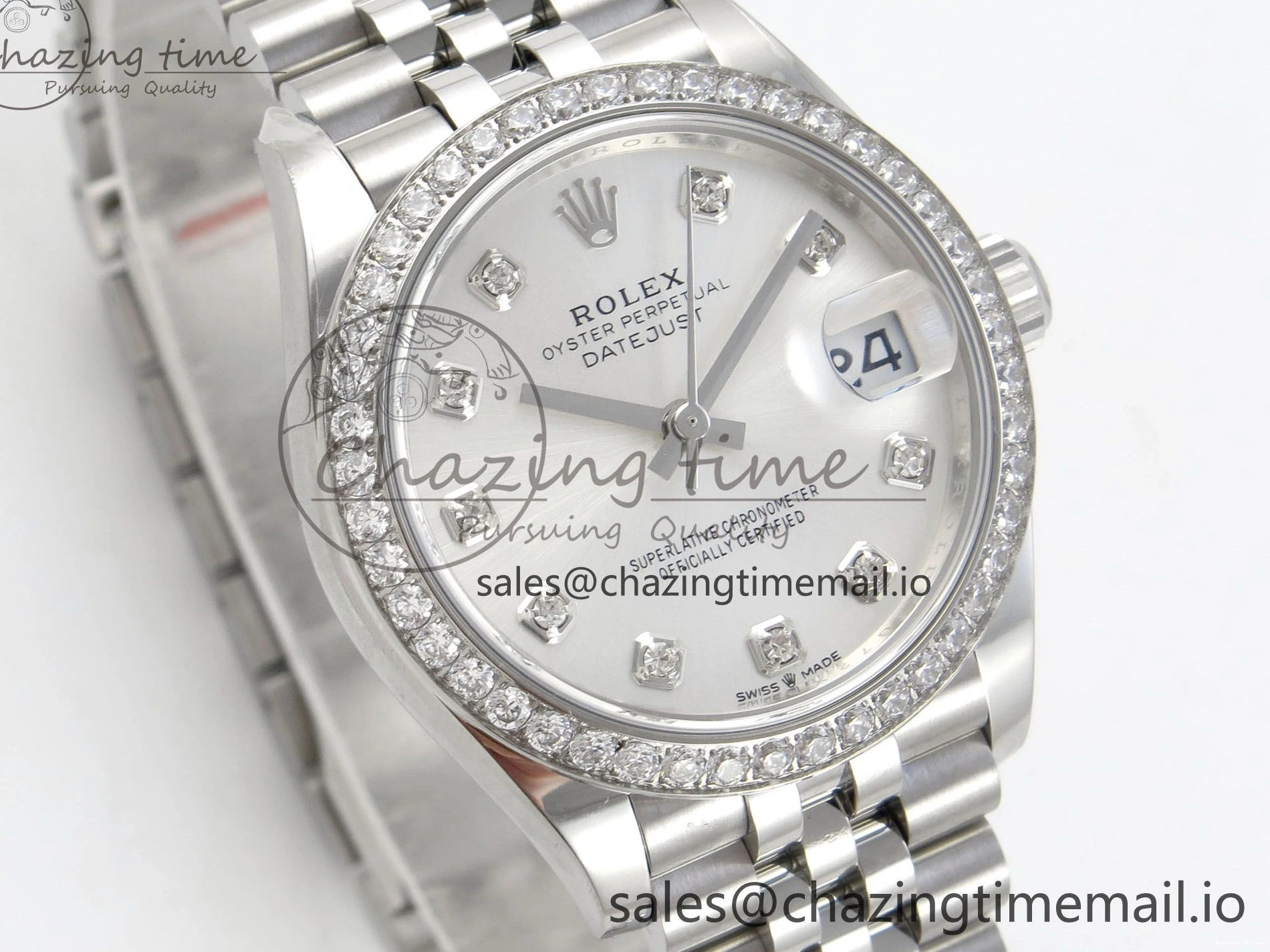0404 Lightweight DateJust 31 278384RBR THBF 1:1 Best Edition 904L Steel Silver Diamonds Dial Diamonds Bezel on SS Oyster Bracelet HZ Cal. 22